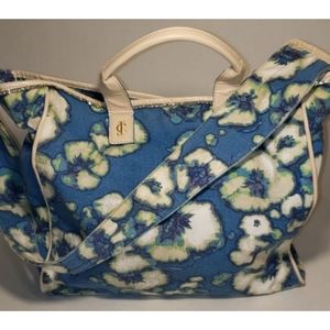 Juicy Couture Canvas Floral Tote Blue White